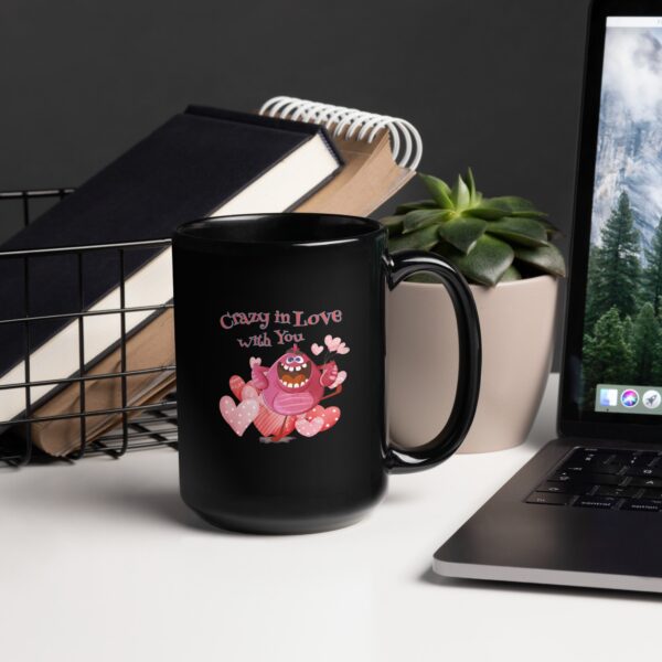 Crazy In Love With You Black Glossy Mug