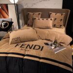 Black Gold Fendi Roma Milk Velvet Bedding Set