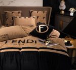 Black Gold Fendi Roma Milk Velvet Bedding Set