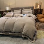 Brown Hermes Logo Milk Velvet Bedding Set