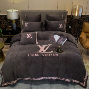 Black Purple Louis Vuitton LV Milk Velvet Bedding Set