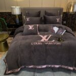 Black Purple Louis Vuitton LV Milk Velvet Bedding Set