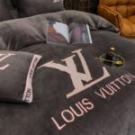 Black Purple Louis Vuitton LV Milk Velvet Bedding Set