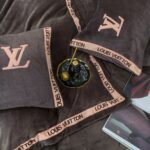 Black Purple Louis Vuitton LV Milk Velvet Bedding Set