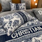 Classic Blue Christian Dior Milk Velvet Bedding Set