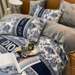 Classic Blue Christian Dior Milk Velvet Bedding Set