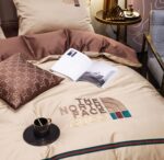 Gucci X The North Face Luxury Branded Design Bed Sheet Egyptian Cotton 4 Pieces Bedding Set