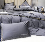 Givenchy Grey Design Bed Sheet Luxury Branded Logo Egyptian Cotton 4 Pieces Bedding Set