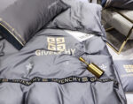 Givenchy Grey Design Bed Sheet Luxury Branded Logo Egyptian Cotton 4 Pieces Bedding Set