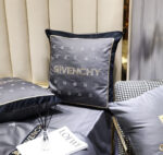 Givenchy Grey Design Bed Sheet Luxury Branded Logo Egyptian Cotton 4 Pieces Bedding Set