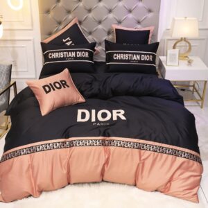 Christian Dior Luxury Branded Logo Design Egyptian Cotton 4 Pieces Bedding Set