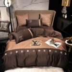 Louis Vuitton Luxury Branded Logo Bed Sheet Egyptian Cotton 4 Pieces Bedding Set