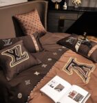 Louis Vuitton Luxury Branded Logo Bed Sheet Egyptian Cotton 4 Pieces Bedding Set