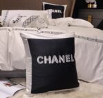 Plain White Double C Chanel Logo Design Bed Sheet Luxury Egyptian Cotton 4 Pieces Bedding Set