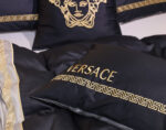 Black Grey Versace Medusa Luxury Branded Logo Egyptian Cotton 4 Pieces Bedding Set