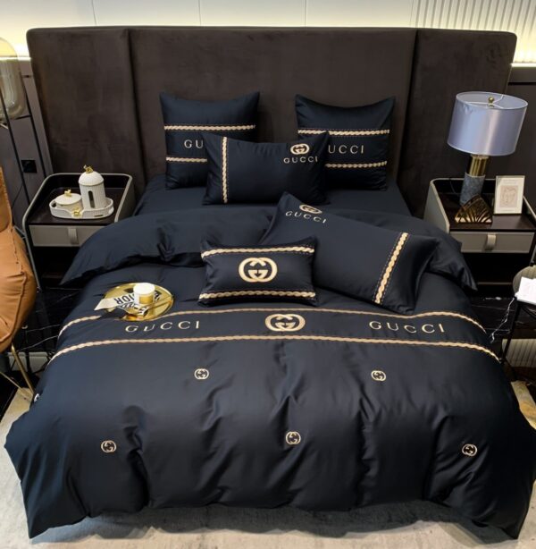 Classic Luxury Branded Logo Double G Gucci Bed Sheet Egyptian Cotton 4 Pieces Bedding Set