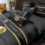 Classic Luxury Branded Logo Double G Gucci Bed Sheet Egyptian Cotton 4 Pieces Bedding Set