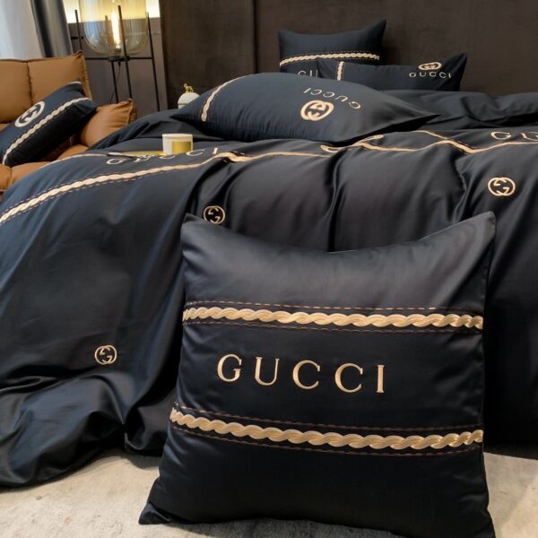 Classic Luxury Branded Logo Double G Gucci Bed Sheet Egyptian Cotton 4 Pieces Bedding Set