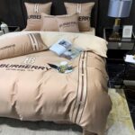 Burberry Luxury Egyptian Cotton Bed Sheet Branded Logo Design 4 Pieces Bedding Set