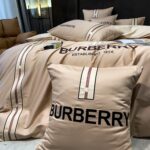 Burberry Luxury Egyptian Cotton Bed Sheet Branded Logo Design 4 Pieces Bedding Set