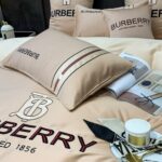 Burberry Luxury Egyptian Cotton Bed Sheet Branded Logo Design 4 Pieces Bedding Set