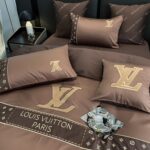 Louis Vuitton Monogram Luxury Branded Logo Bed Sheet Egyptian Cotton 4 Pieces Bedding Set