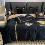 Versace Medusa Luxury Branded Logo Design Egyptian Cotton 4 Pieces Bedding Set