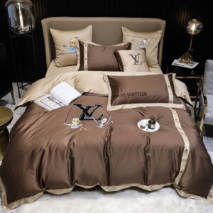 Brown Louis Vuitton LV Egyptian Cotton Bedding Set