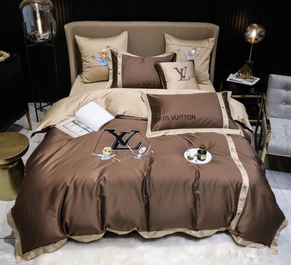 Brown Louis Vuitton LV Egyptian Cotton Bedding Set