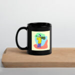 A Man With A Guitar At Half Speed Black Glossy Mug