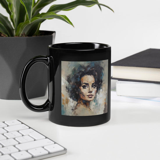 Baroque Brushes Black Glossy Mug