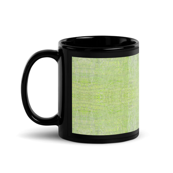 Obsidian Linen Texture Black Glossy Mug
