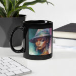 Serene Shores Beyond Style Black Glossy Mug