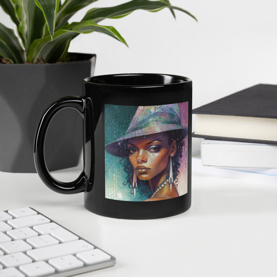 Serene Shores Beyond Style Black Glossy Mug