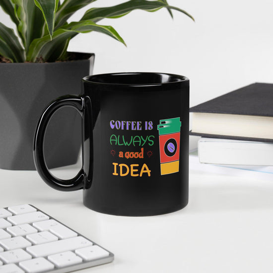 Bold Typographic Statement Black Glossy Mug