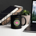 Peacock Elegance   Mandala Black Glossy Mug
