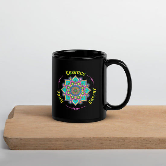 Lunar Brew  Mandala Black Glossy Mug
