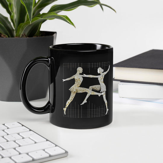 Graceful Feminine Dance Posture Black Glossy Mug