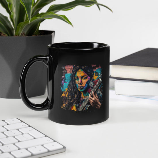Guitar Is Her Voice Black Glossy Mug