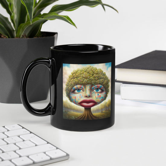 Independence Sketches Black Glossy Mug
