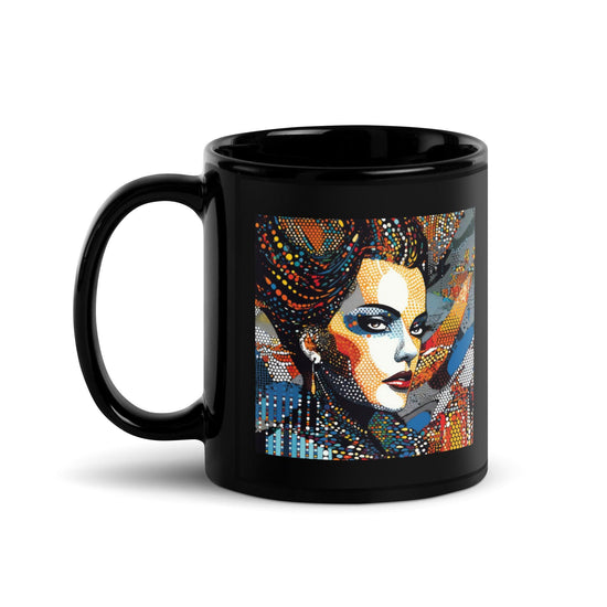 Sketchy Strokes Black Glossy Mug
