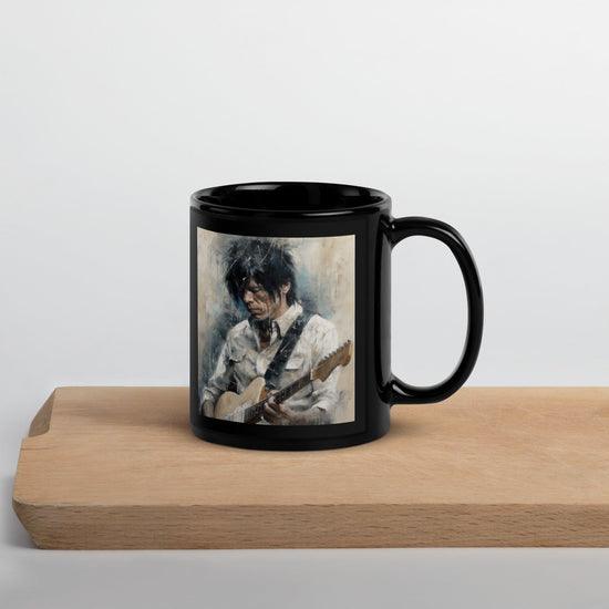 Strumming Star Black Glossy Mug