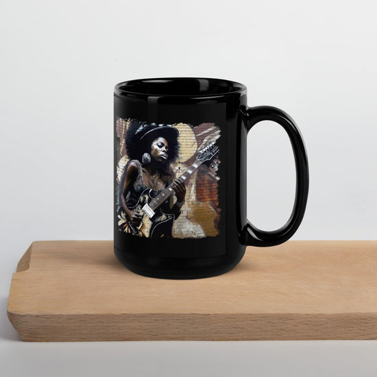 Strumming With Soul and Passion Black Glossy Mug