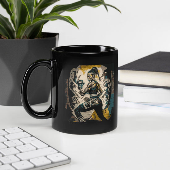 Train Like A Warrior Black Glossy Mug