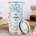 20oz Stainless Steel Tumbler Double Wall Insulated with Happy Teacher's Day Design - a Perfect Gift.