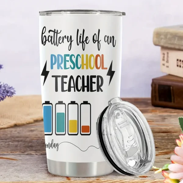 20oz Stainless Steel Tumbler Double Wall Insulated with "Funny Charging Print" Design - a Perfect Gift.