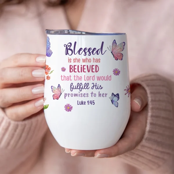 12oz Stainless Steel Coffee Mug with Lid - Printed with Bible Verses Design - Ideal gift.
