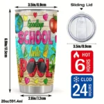 20oz Stainless Steel Tumbler Double Wall Insulated with Goodbye School Hello Pool Design - a Perfect Gift.