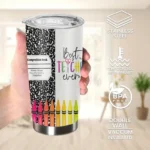 20oz Stainless Steel Tumbler Double Wall Insulated with "Best Teacher Ever" Design- a Perfect Gift.