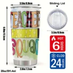 20oz Stainless Steel Tumbler Double Wall Insulated with Teacher Word Design - a Perfect Gift.